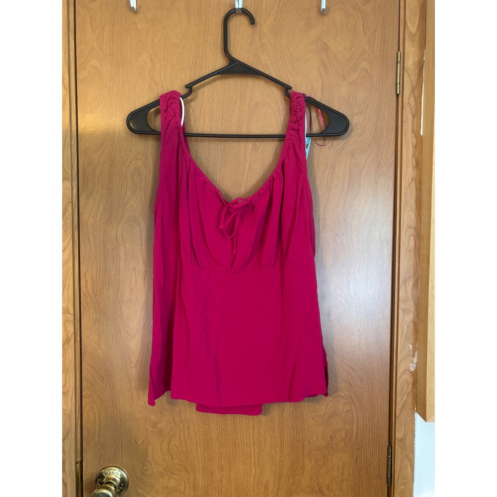 Old Navy Magenta Pink Rayon Sleeveless Tie Front Sweetheart Neck Top XL